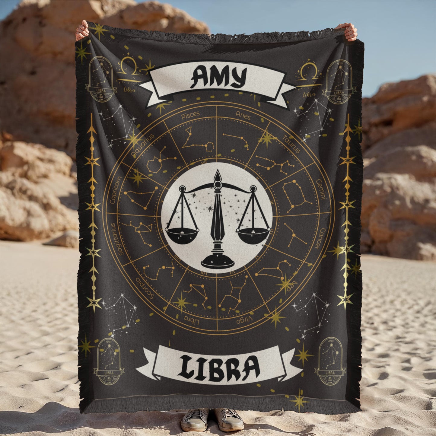 Libra Zodiac Constellationn Woven Blanket