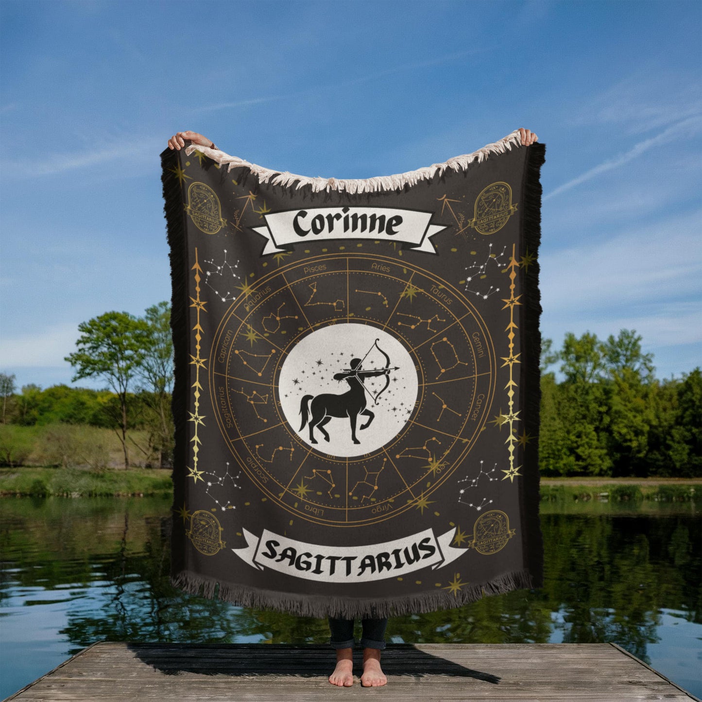 Sagittarius Zodiac Personalized Woven Blanket