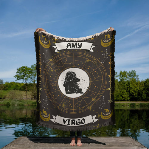 Virgo Zodiac Constellation Woven Blanket