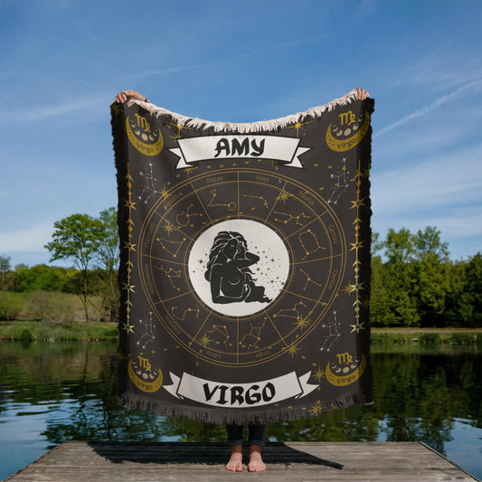 Virgo Zodiac Constellation Woven Blanket