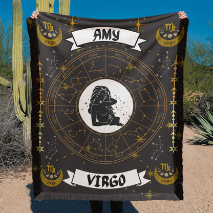 Virgo Zodiac Constellation Woven Blanket