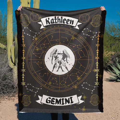 Gemini Zodiac Constellation Blanket. Personalized throw Blanket for the imaginative Gemini.