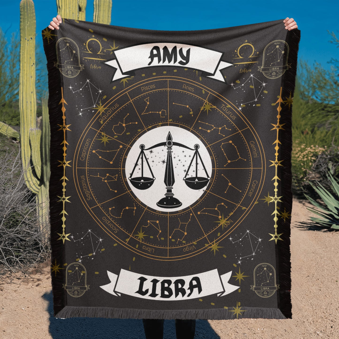 Libra  Zodiac Constellationn Woven Blanket