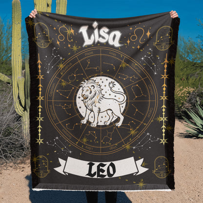 Leo Zodiac Personalized Woven Blanket