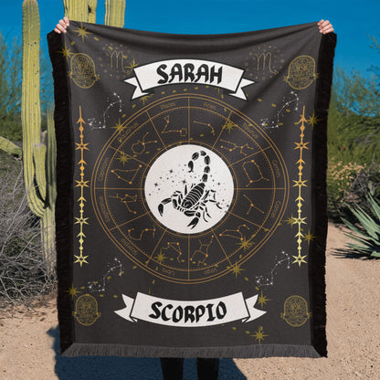 Scorpio Zodiac Personalized Woven Blanket