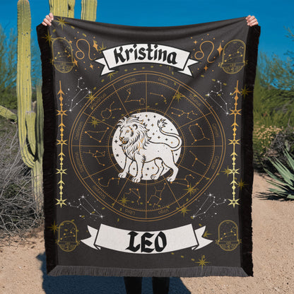 Leo Zodiac Personalized Woven Blanket