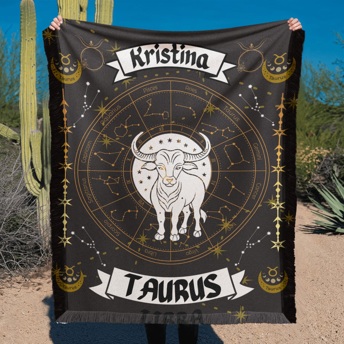 Taurus Zodiac Constellation Woven Blanket