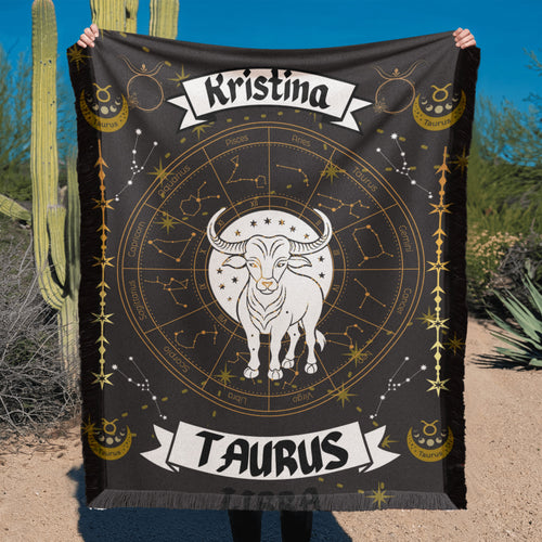 Taurus Zodiac Constellation Woven Blanket