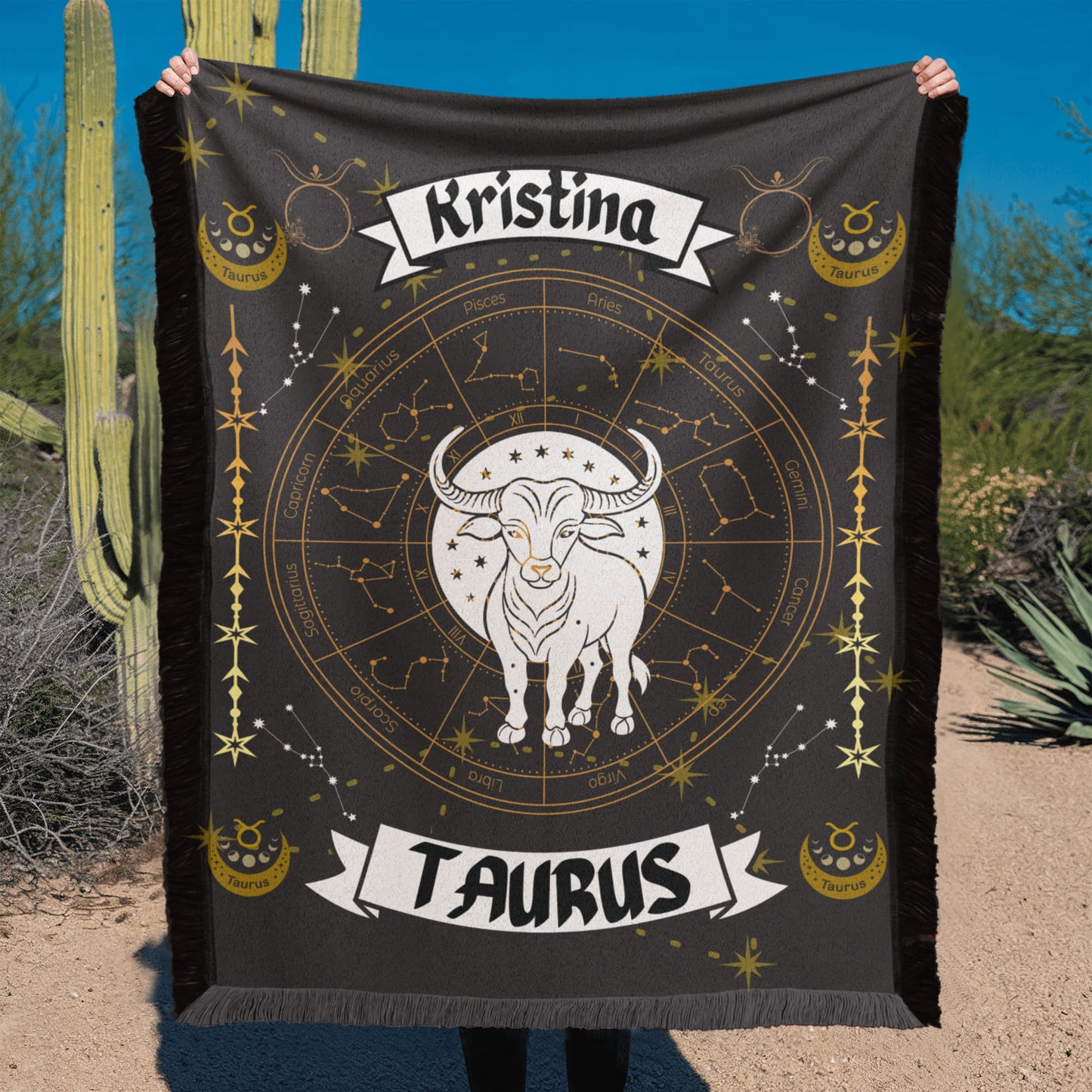 Taurus Zodiac Constellation Woven Blanket