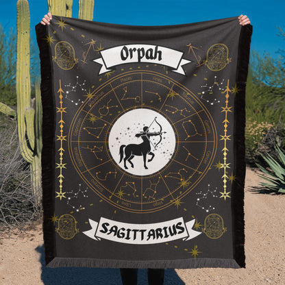 Sagittarius Zodiac Blanket; Real Soft Fringed Blanket