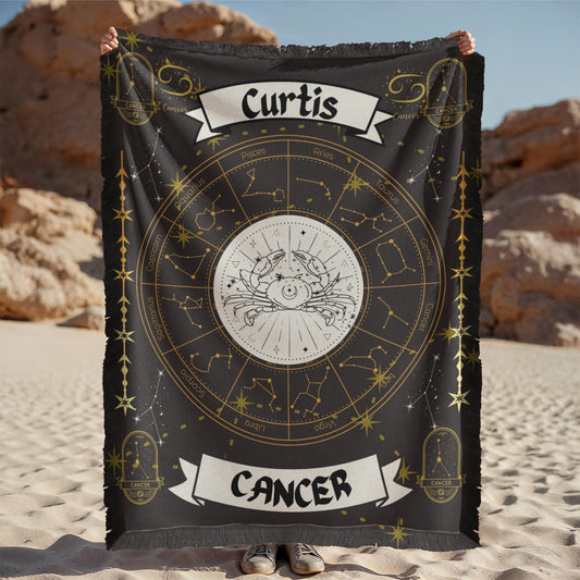 Cancer Zodiac Constellation Woven Blanket