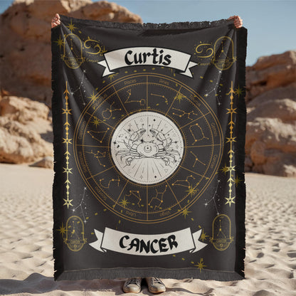 Cancer Zodiac Constellation Woven Blanket