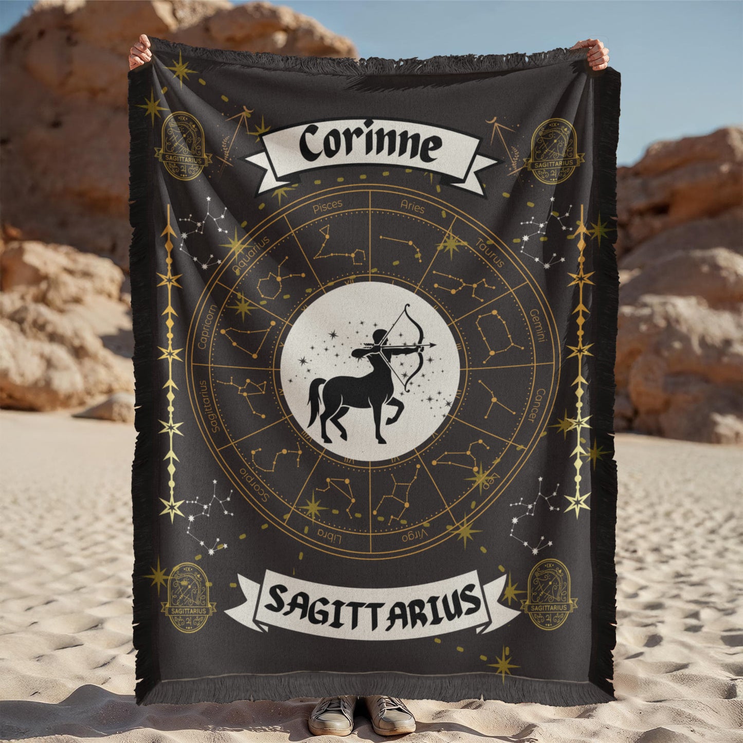 Sagittarius Zodiac Personalized Woven Blanket