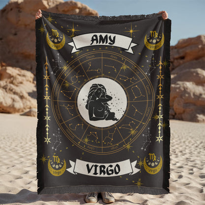 Virgo Zodiac Personalized Woven Blanket