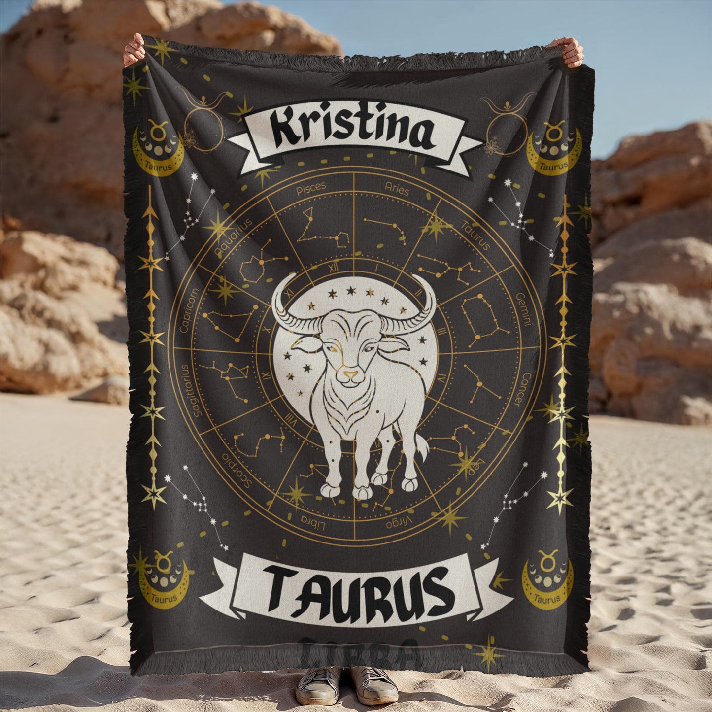 Taurus Zodiac Constellation Woven Blanket