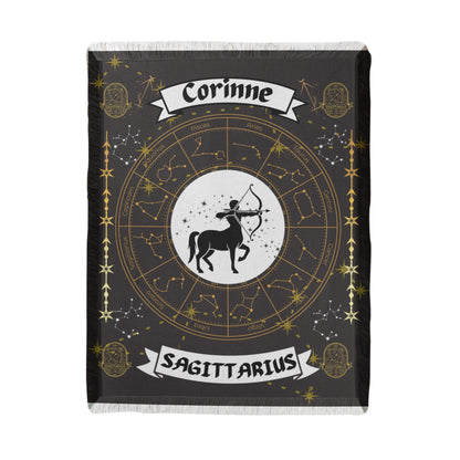 Sagittarius Zodiac Constellation Personalized Woven Blanket