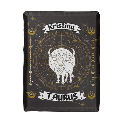 Taurus Zodiac Constellation Woven Blanket