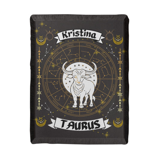 Taurus Zodiac Constellation Woven Blanket