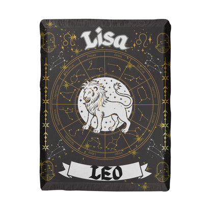 Leo Zodiac Constellation Woven Blanket
