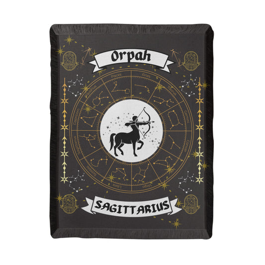 Sagittarius Zodiac Blanket; Real Soft Fringed Blanket