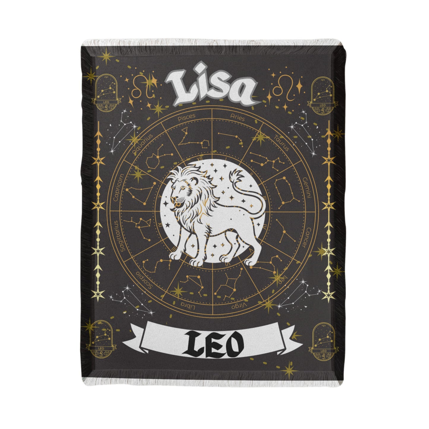 Leo Zodiac Personalized Woven Blanket