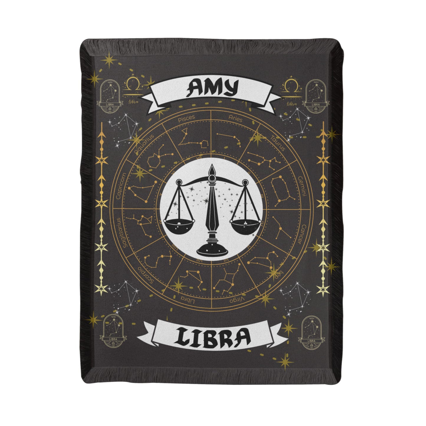 Libra Zodiac Constellation Woven Blanket
