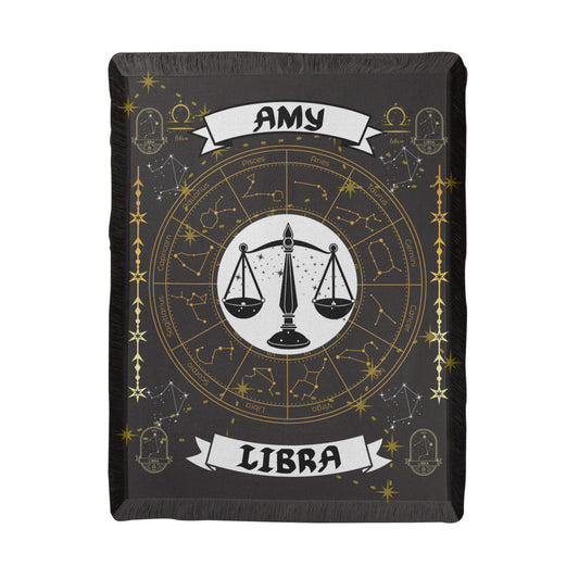 Libra Zodiac Constellation Woven Blanket
