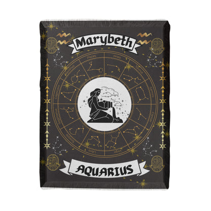 Aquarius Zodiac Constellation Woven Blanket