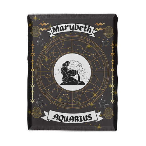 Aquarius Zodiac Constellation Woven Blanket