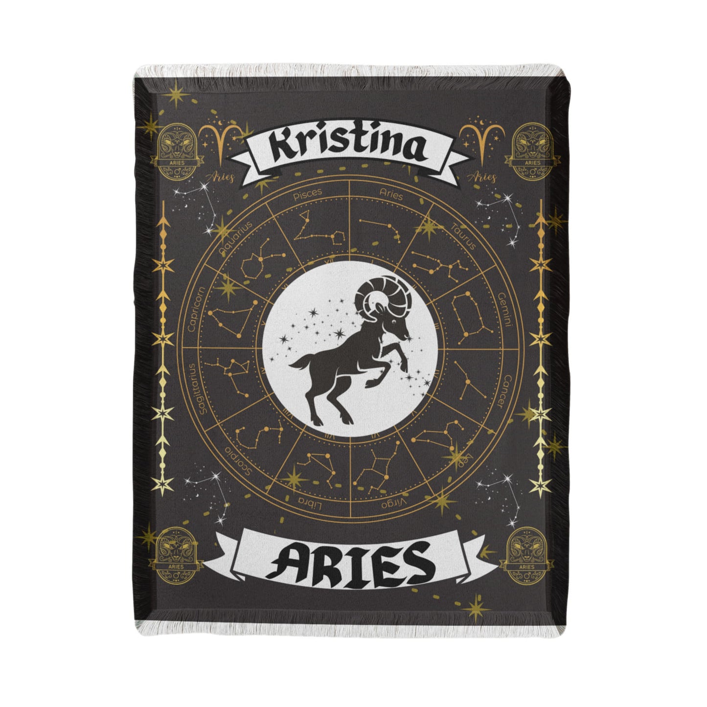 Aries Zodiac Personalized Woven Blanket