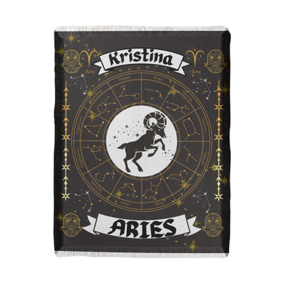 Aries Zodiac Personalized Woven Blanket