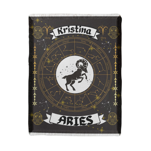 Aries Zodiac Personalized Woven Blanket