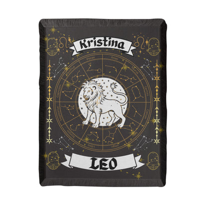 Leo Zodiac Personalized Woven Blanket