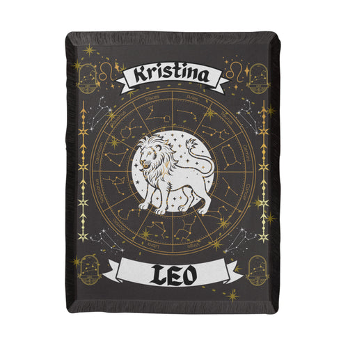 Leo Zodiac Personalized Woven Blanket