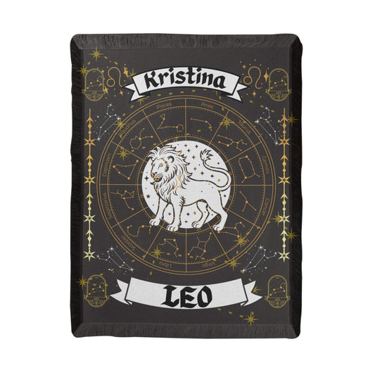 Leo Zodiac Personalized Woven Blanket