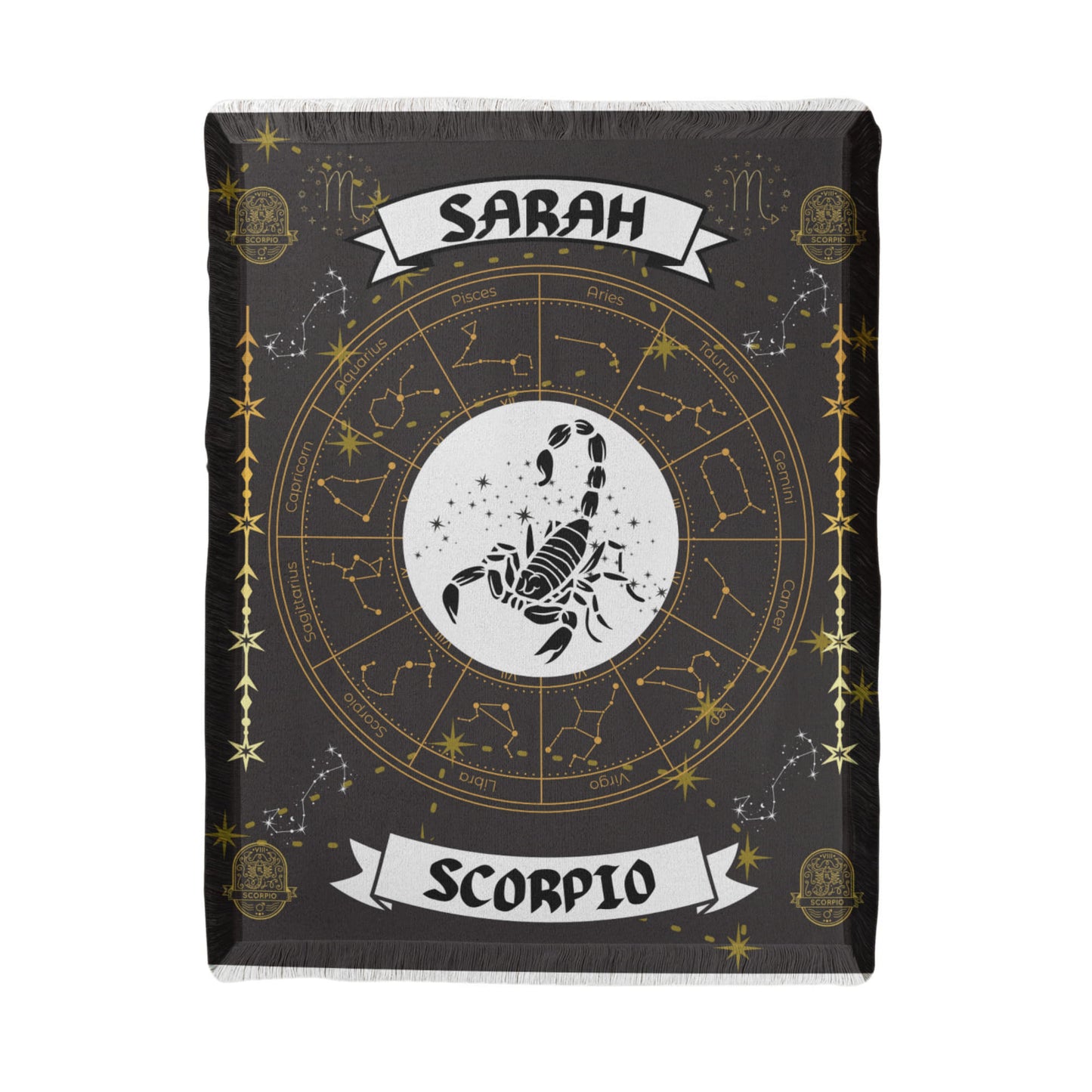 Scorpio Zodiac Constellation Woven Blanket; Scorpio Woven Throw – Bold Design for the Fearless and Intense
