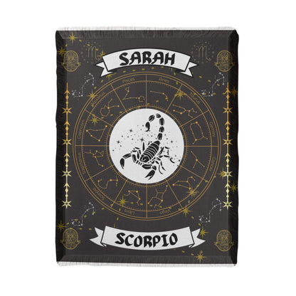 Scorpio Zodiac Constellation Woven Blanket; Scorpio Woven Throw – Bold Design for the Fearless and Intense