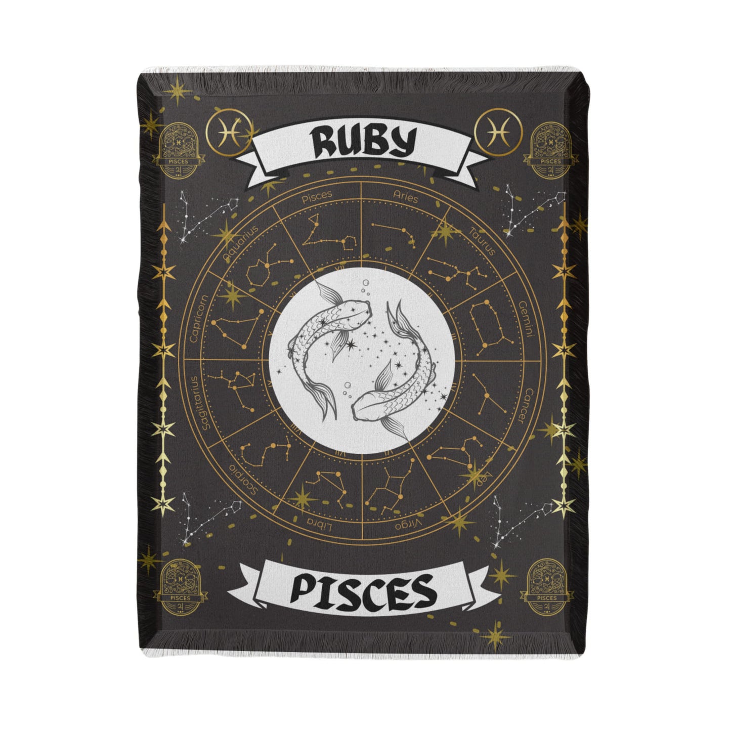 Pisces Zodiac Constellation Woven Blanket