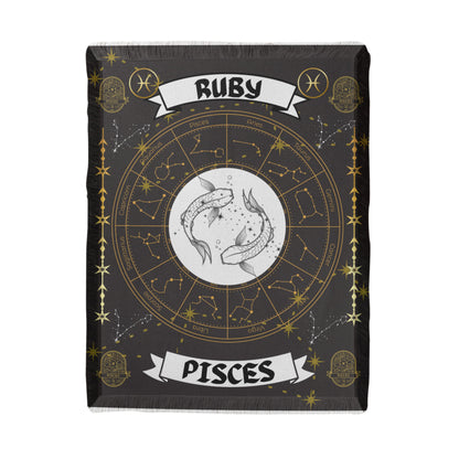 Pisces Zodiac Constellation Woven Blanket
