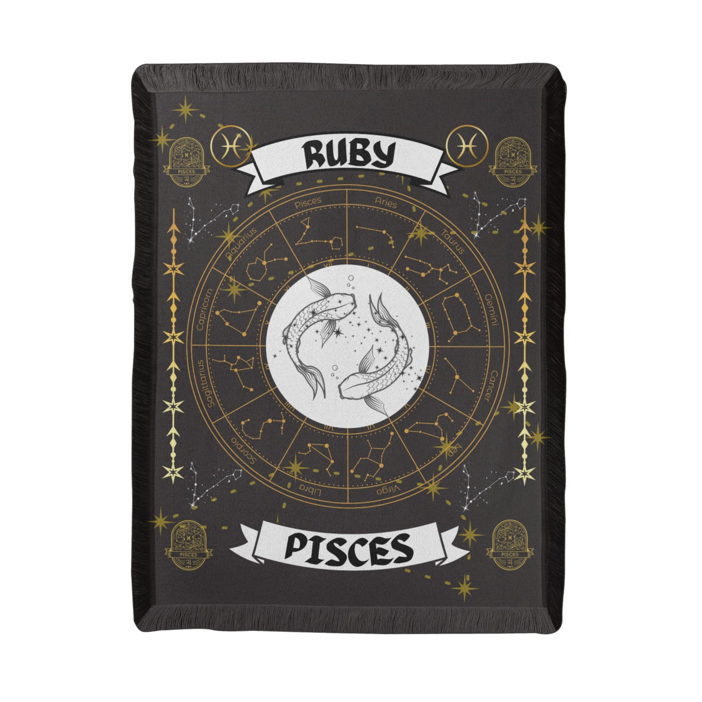 Pisces Zodiac Constellation Woven Blanket