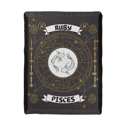 Pisces Zodiac Constellation Woven Blanket