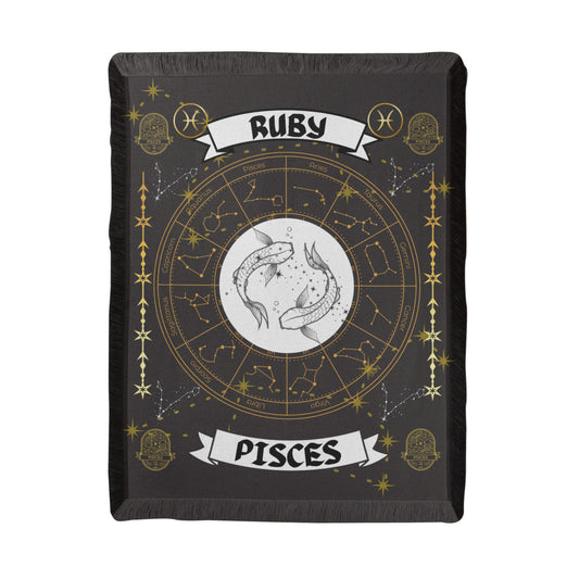Pisces Zodiac Constellation Woven Blanket