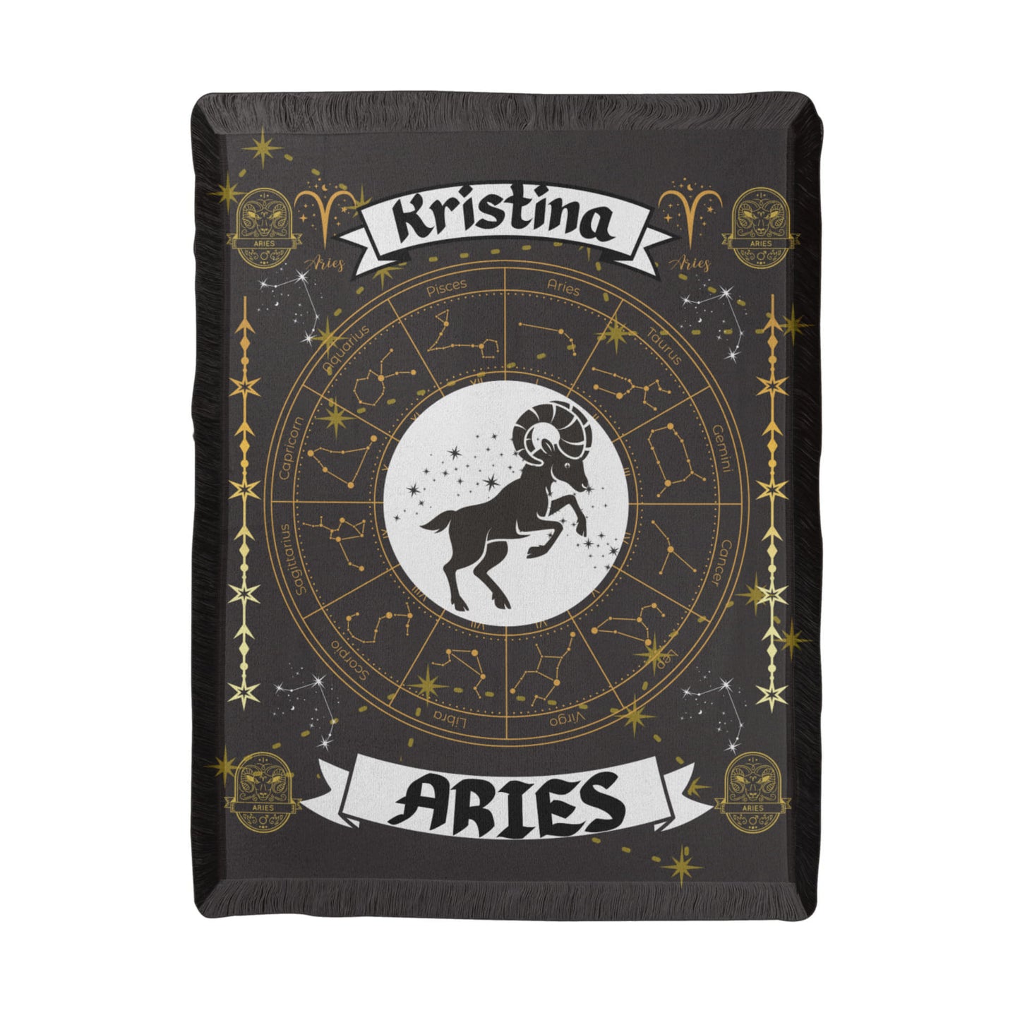 Aries Zodiac Personalized Woven Blanket