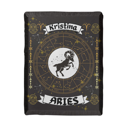 Aries Zodiac Personalized Woven Blanket