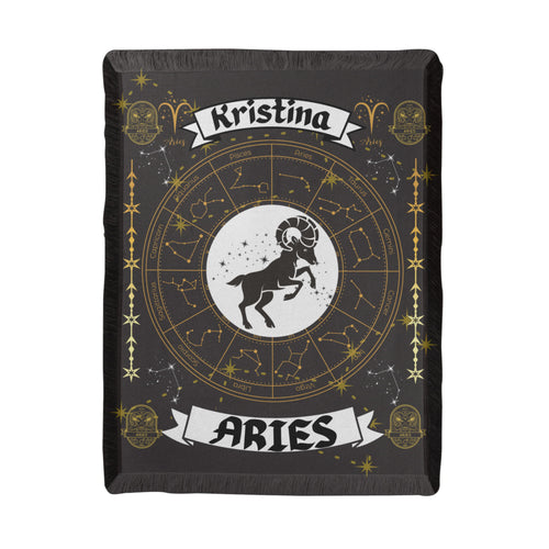 Aries Zodiac Personalized Woven Blanket