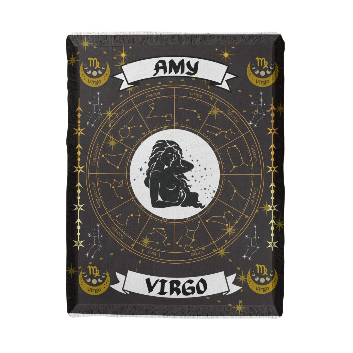 Virgo Zodiac Constellation Woven Blanket