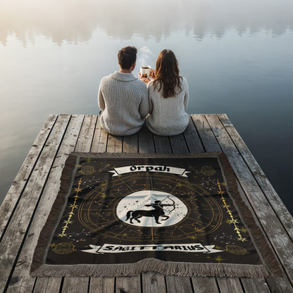 Sagittarius Zodiac Blanket; Real Soft Fringed Blanket