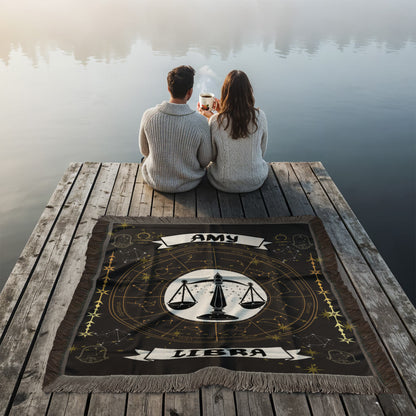 Libra Zodiac Constellation Woven Blanket