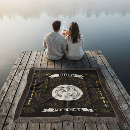 Pisces Zodiac Constellation Woven Blanket