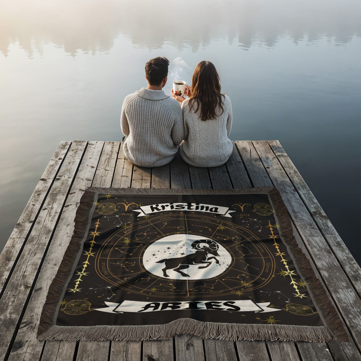 Aries Zodiac Personalized Woven Blanket